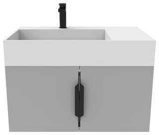 CastelloUSA Amazon 30" Left Wall Mounted Bathroom Vanity Set, Gray, White Top, Black Handles