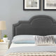 Headboard, Nailhead, Twin Size, Charcoal Gray, Velvet, Modern, Mid Century