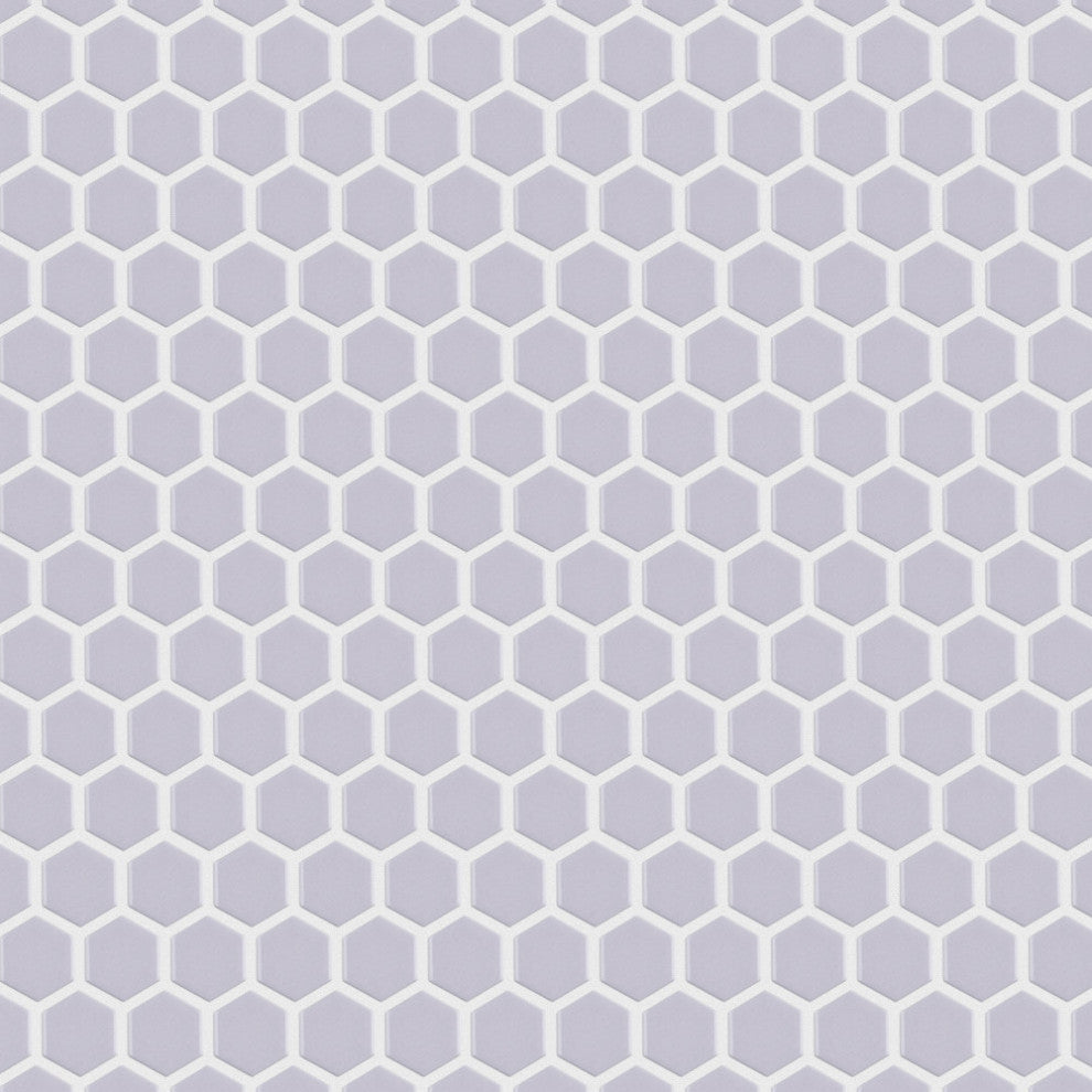 Metro 1" Hex Porcelain Mosaic Floor and Wall Tile, Glossy Lavender