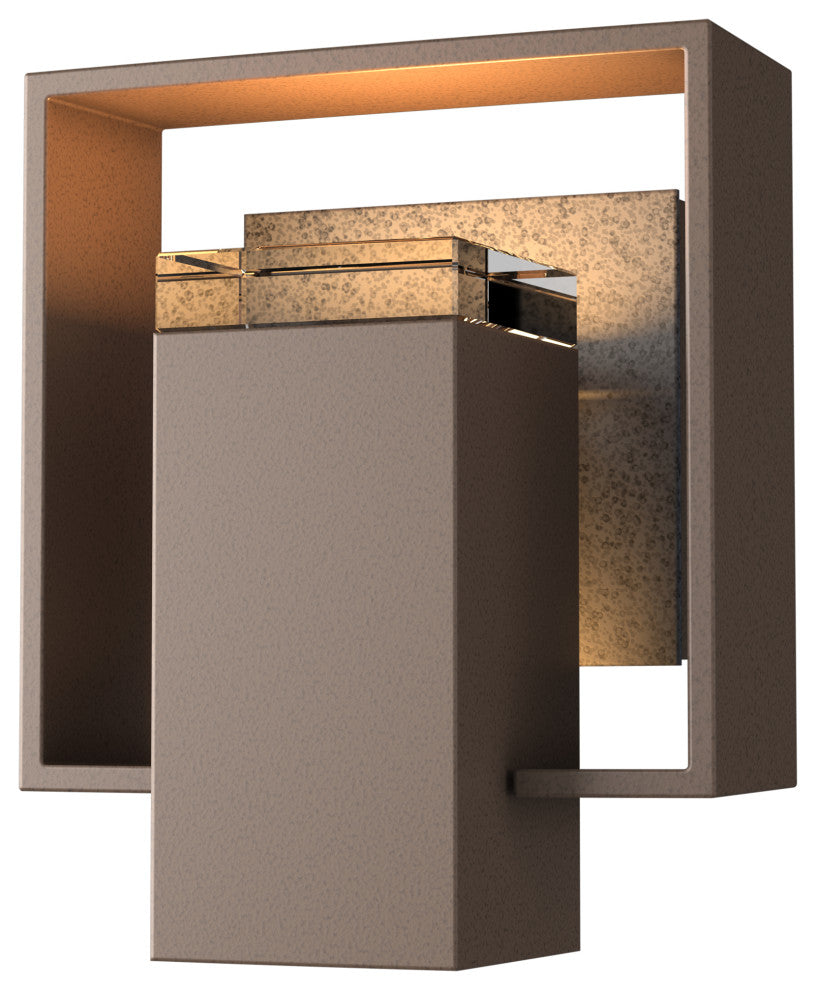 Shadow Box Small Outdoor Sconce, Coastal Bronze/Coastal Natural Iron