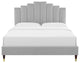 Elise Full Performance Velvet Platform Bed Light Gray