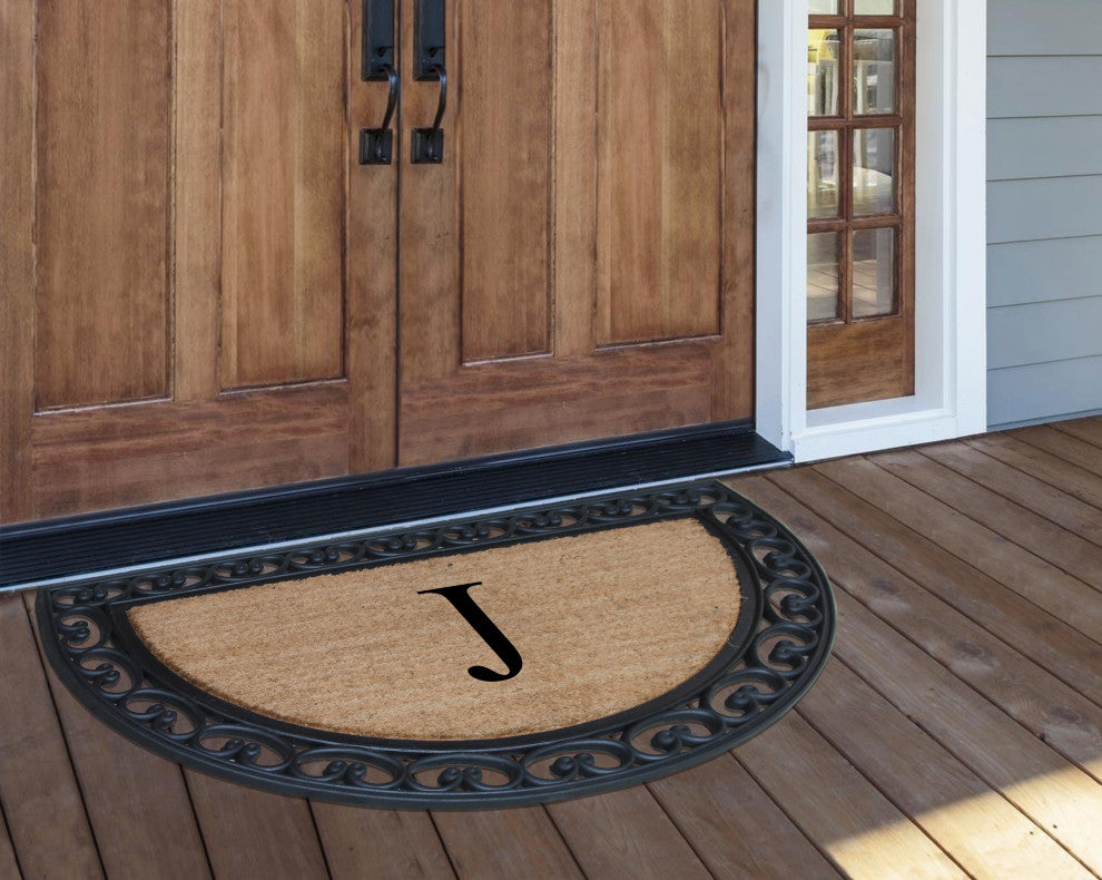 A1HC Half Round 30"x48" Double Door Monogrammed Doormat, J
