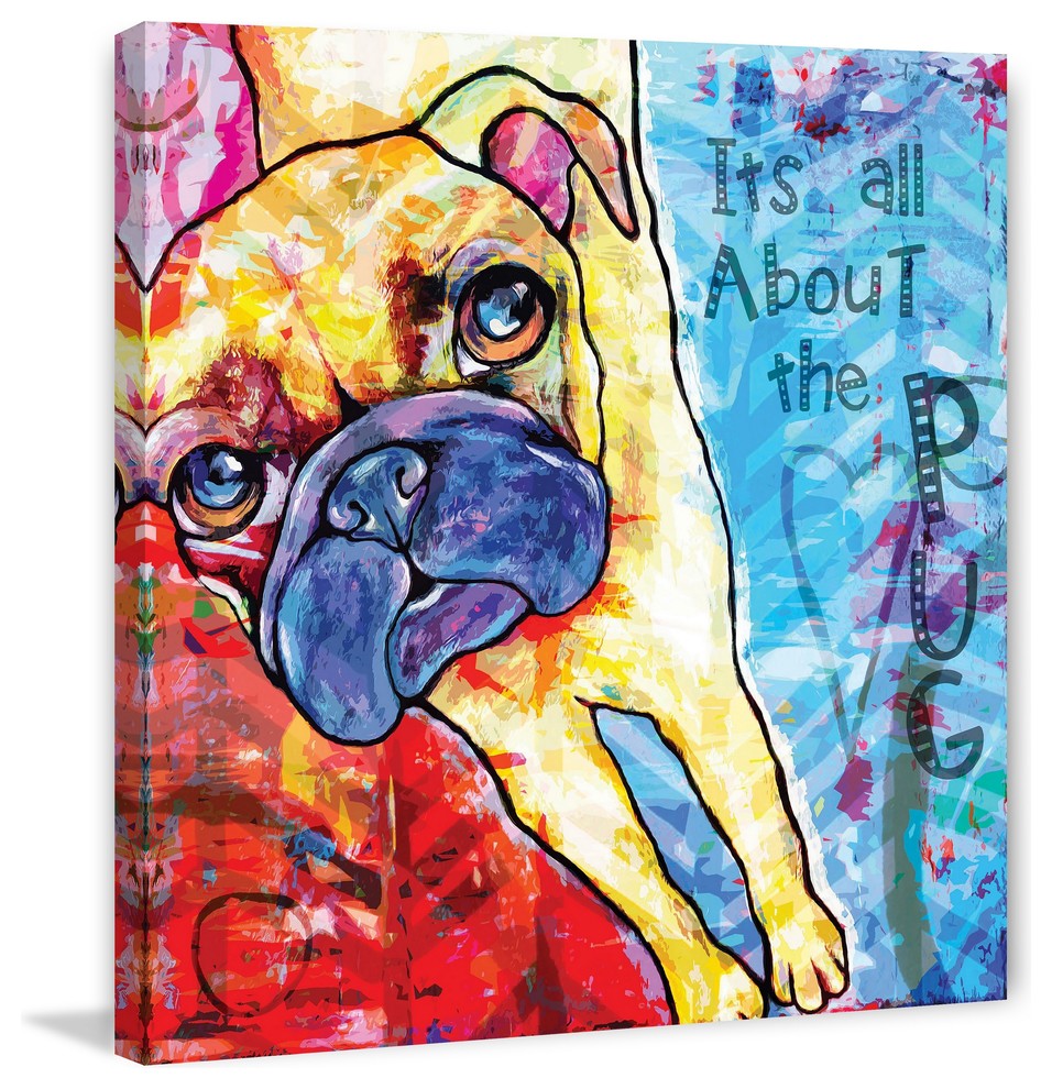 "Pug II Pop Art" Painting Print on Wrapped Canvas