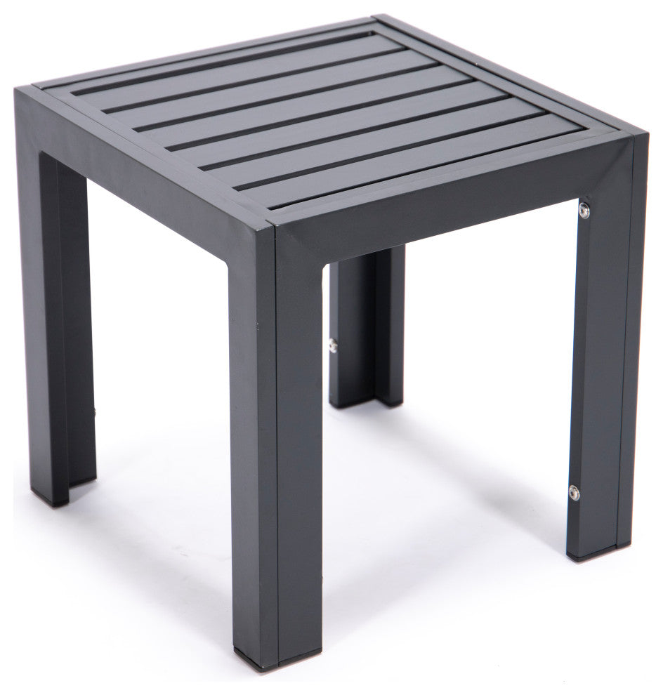 LeisureMod Chelsea Aluminum Weather Resistant Patio Side Table, Black
