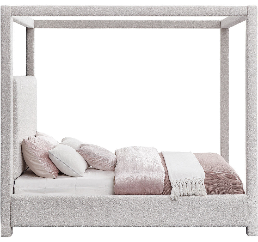 Eden Boucle Fabric Upholstered Bed, Cream, Queen