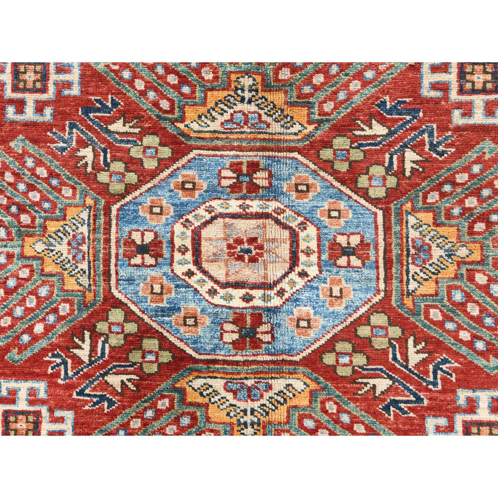 Cream Afghan Super Kazak Soft Wool Hand Knotted Oriental Rug, 8'10"x11'9"