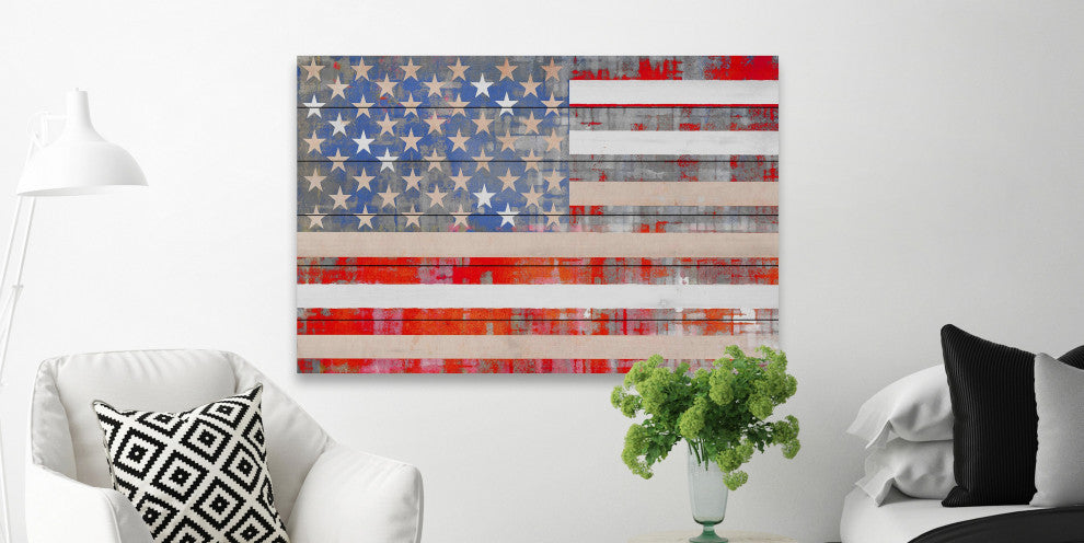 "American Dream" Painting Print on White Wood, 45"x30"