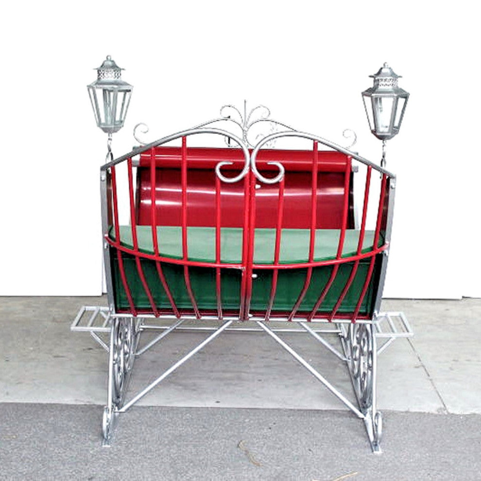 Large Victorian Christmas Sleigh, Red, Green, Silver