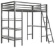 Little Seeds Nova Metal Twin Loft Bed with Shelves in Gunmetal Gray