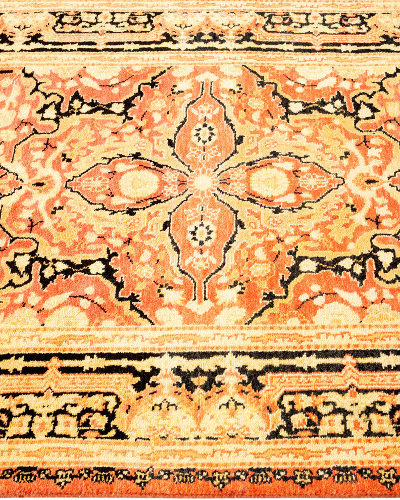Wundwin One-of-a-Kind Hand-Knotted Runner Orange, 2'8"x12'1"