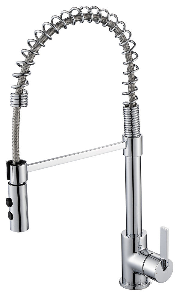 Luxier KTS22-T Single-Handle Pull-Down Sprayer Kitchen Faucet, Chrome