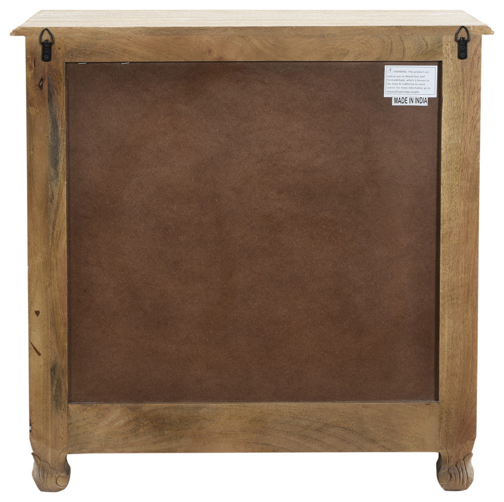 Delaney 3 Drawer Carved Nightstand, Distressed Off-White