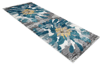 MACHINE MADE HEATSET POLYPROPYLENE AREA RUGS  - Silver Blue, Abstract Design, [Runner] 3'2''x10'