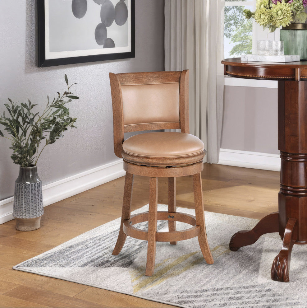 Augusta Swivel Counter Stool, Chestnut Wire-Brush
