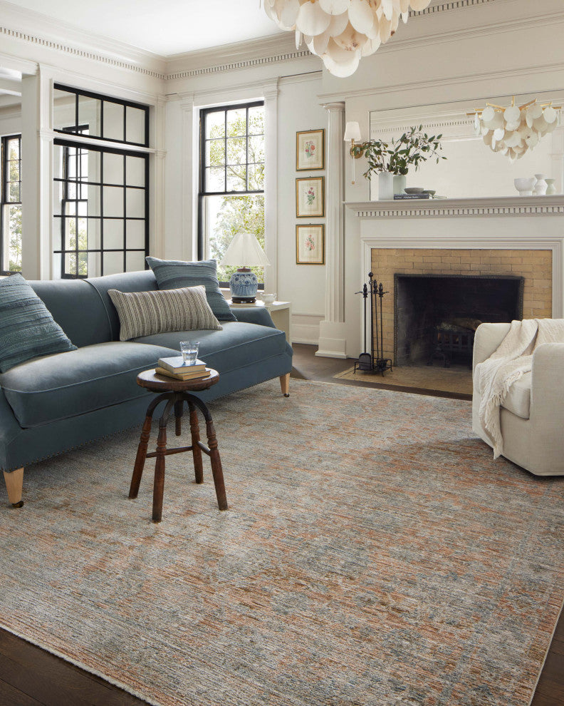Jean Stoffer x Loloi Katherine Terracotta / Smoke 7'-10" x 7'-10" Round Area Rug
