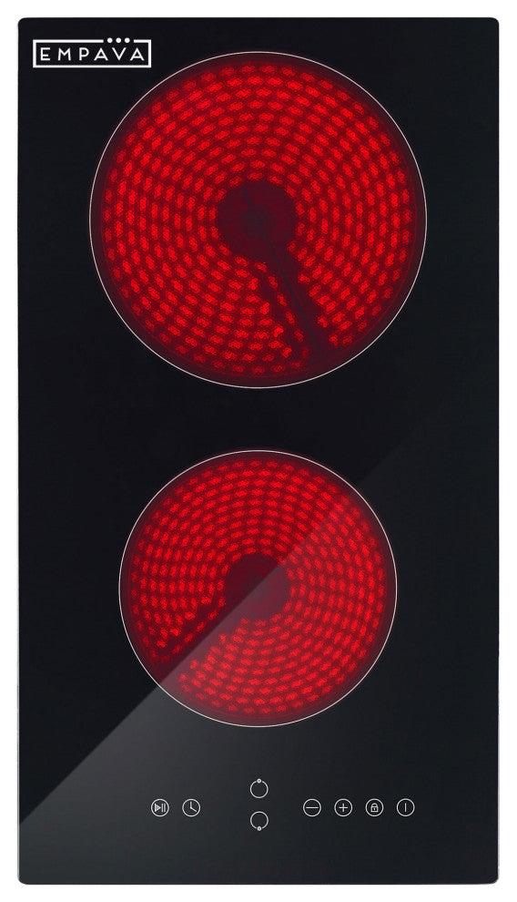 Built-in 12" 2 Elements Smooth Surface, Radiant Black Electric Cooktop