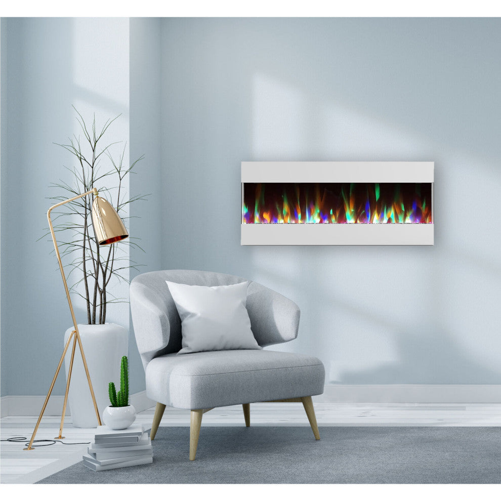 Fireside 50" Recessed/Wall-Mounted Electric Fireplace With Flame Display