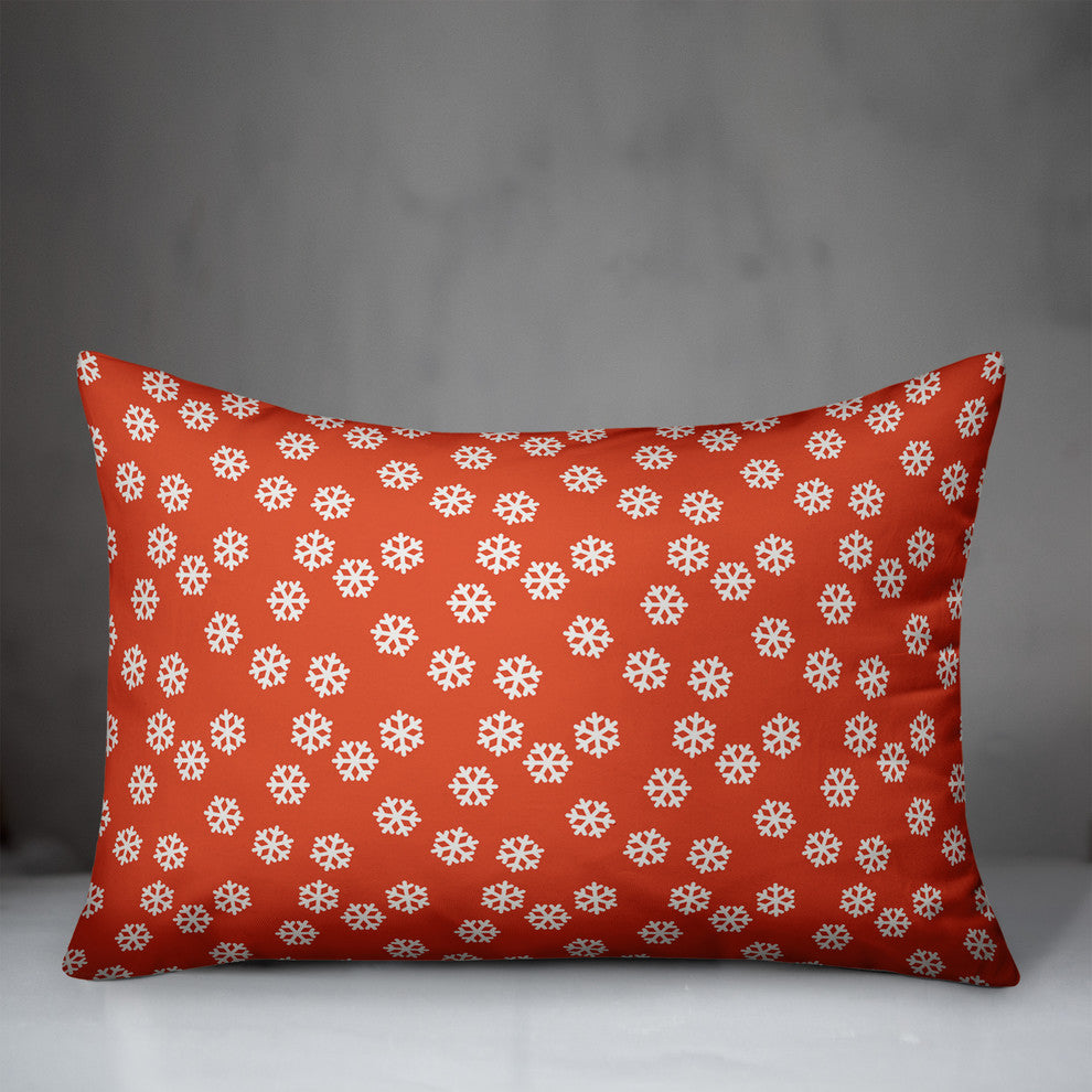 Red Snowflakes Pattern Throw Pillow