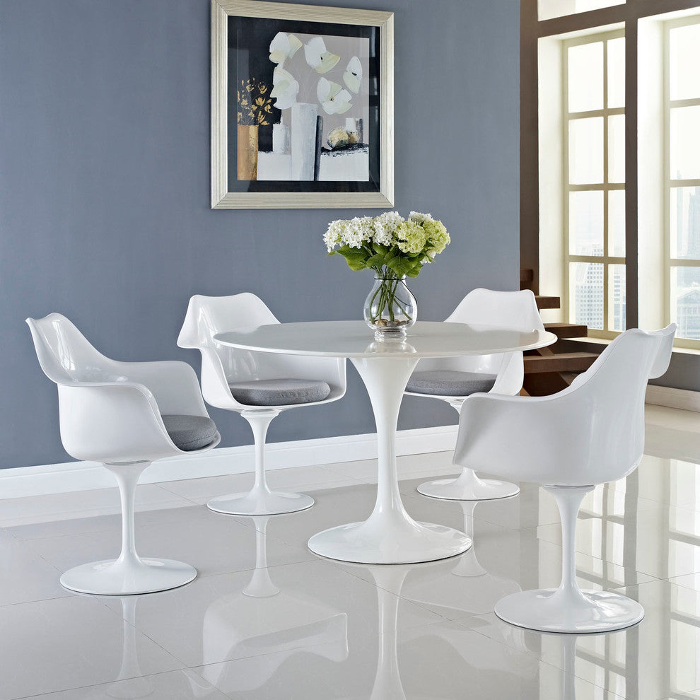 Modern Contemporary Kitchen Clear Dining Armchair Set of 4 Gray