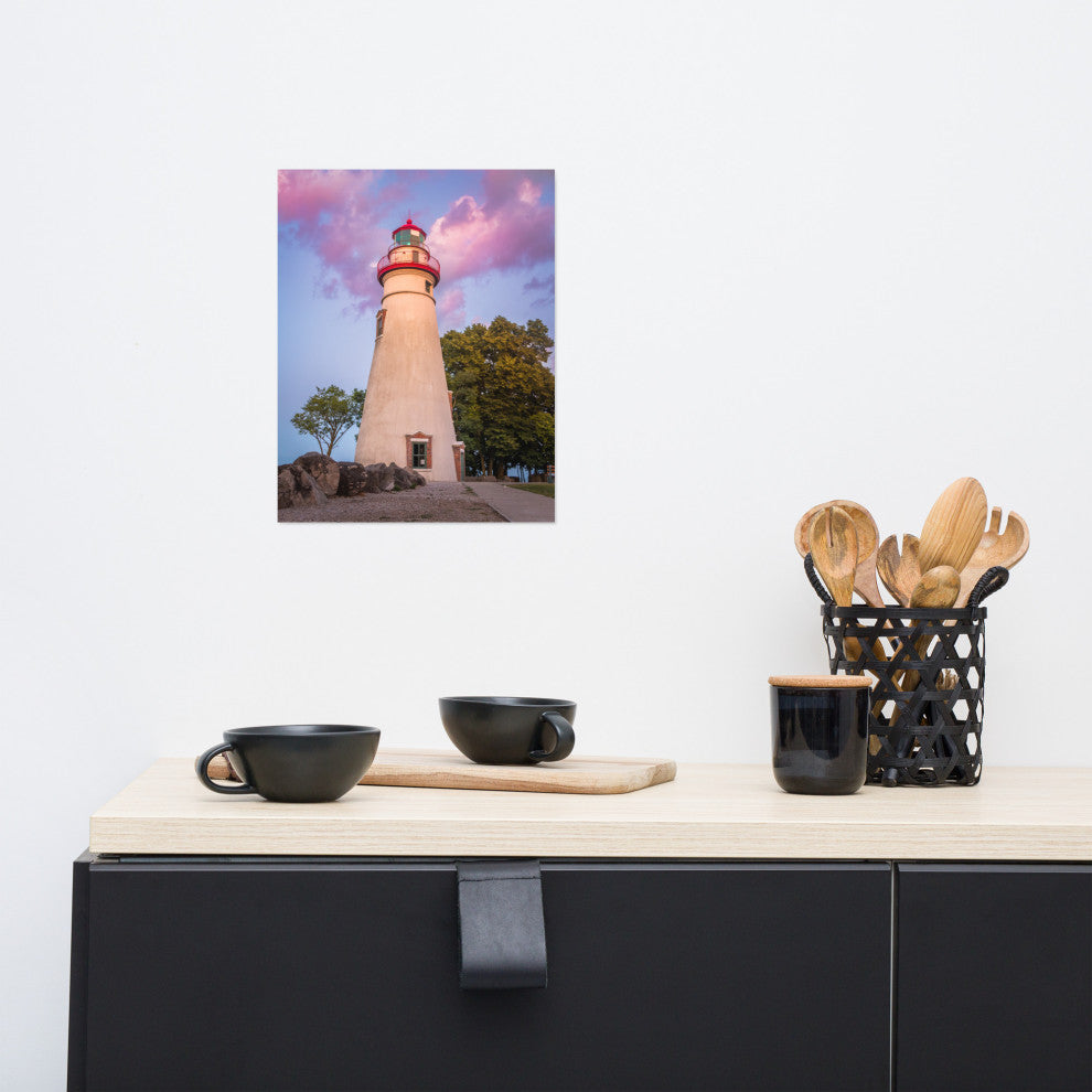 Marblehead Lighthouse at Sunset Coastal Landscape Unframed Wall Art Prints, 11" X 14"