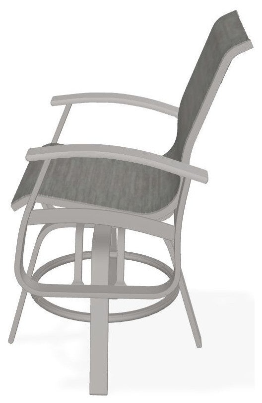 Belle Isle Sling Balcony Height Outdoor Swivel Chair, Sicily/Warm Gray