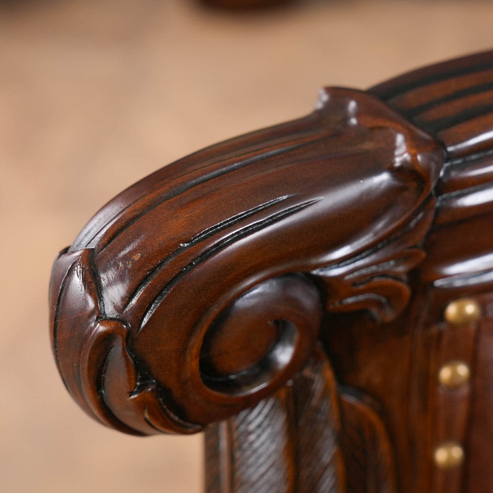 Mahogany Swan Arm Chair With Leather
