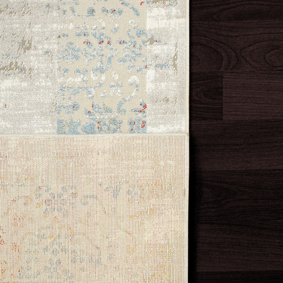 Leda Modern Area Rug, Gray/Red, 3'11"X5'7"