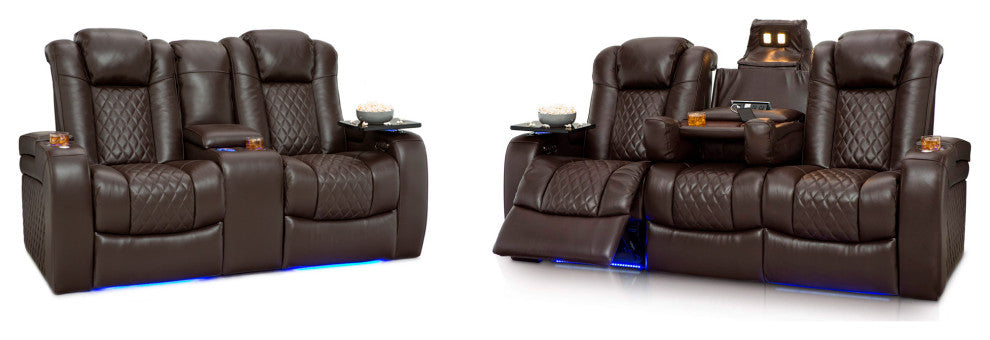 Seatcraft Anthem Home Theater Seating, Brown, Sofa and Loveseat