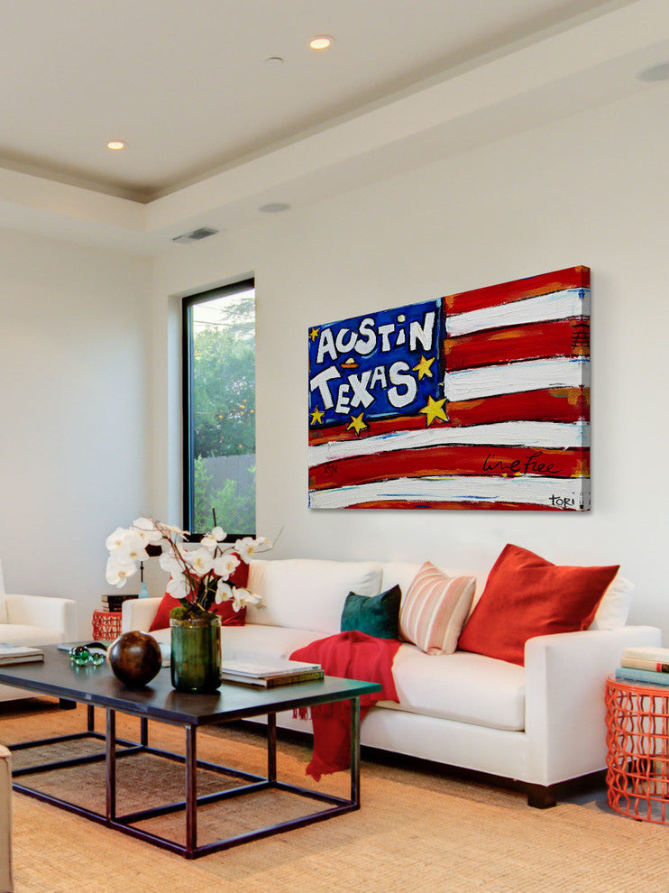 "Austin Flag" Painting Print on Canvas by Tori Campisi