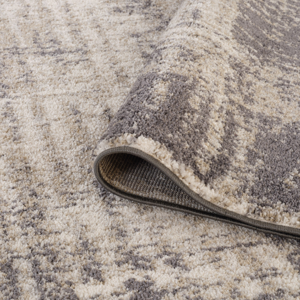 Clifton Abstract Gray Power-Loom Area Rug 6'7" x 9'