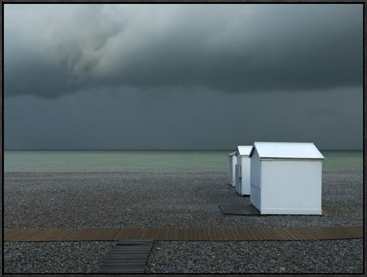 "Beachhouses" Framed Canvas Giclee by Elisabeth Wehrmann, 41x31"