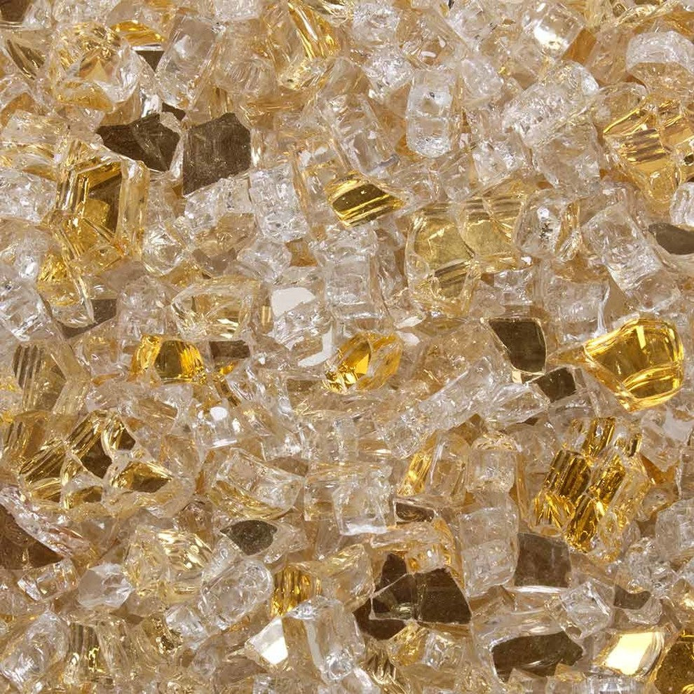 1/4" Reflective Tempered Fire Glass, Sunstorm Gold, 10 Pound Jar