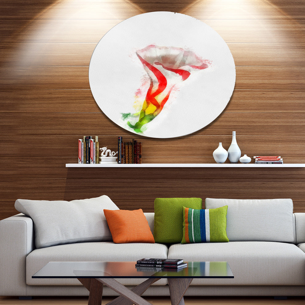 Colorful Bell Flower Sketch Watercolor, Floral Disc Metal Artwork, 36"