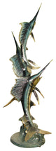 Three Swordfish  Bronze Sculpture, Special Patina Finish