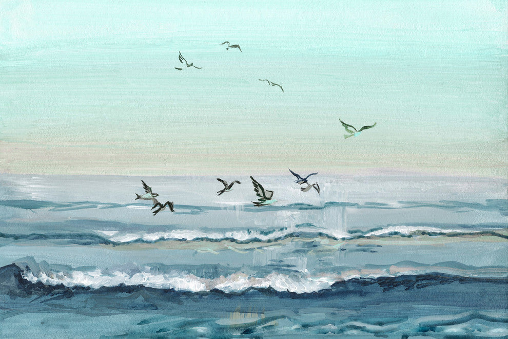 "Flying Birds" Painting Print on Wrapped Canvas, 60"x40"