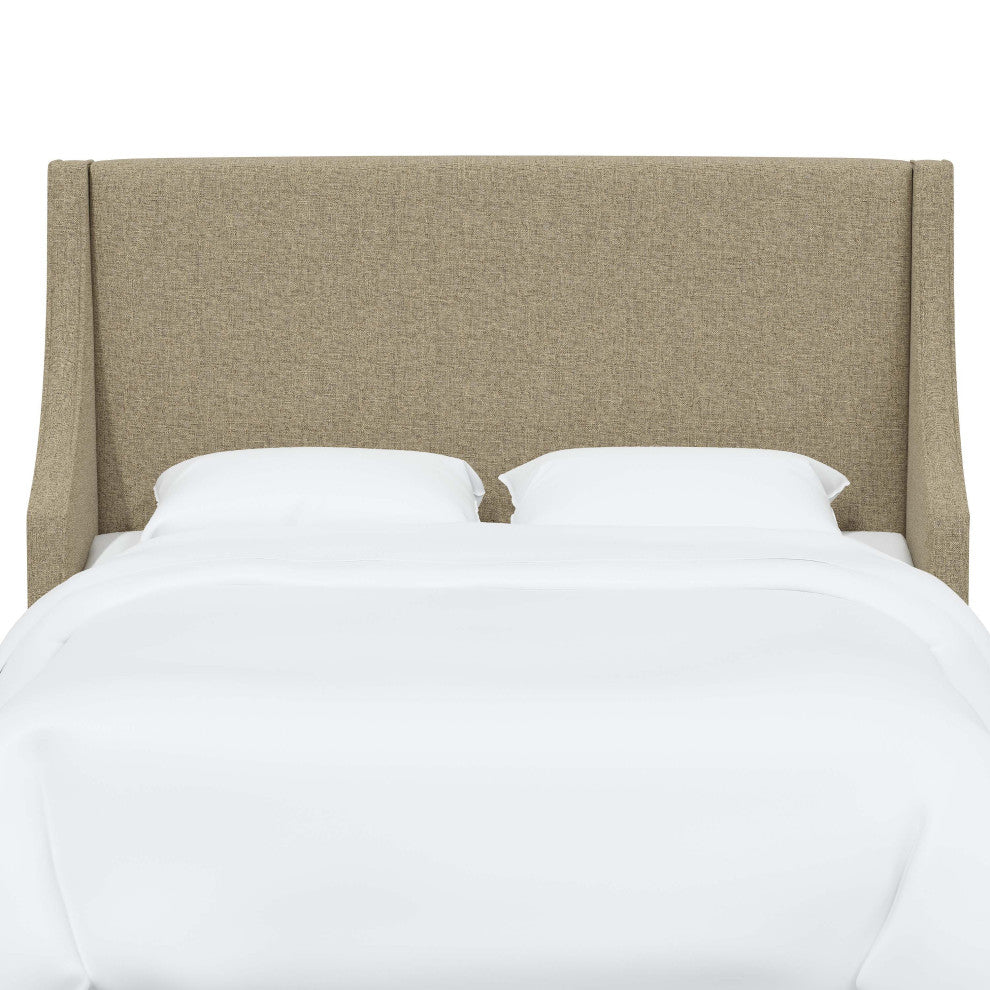 Fully Upholstered Wingback Headboard, Zuma Linen, Queen