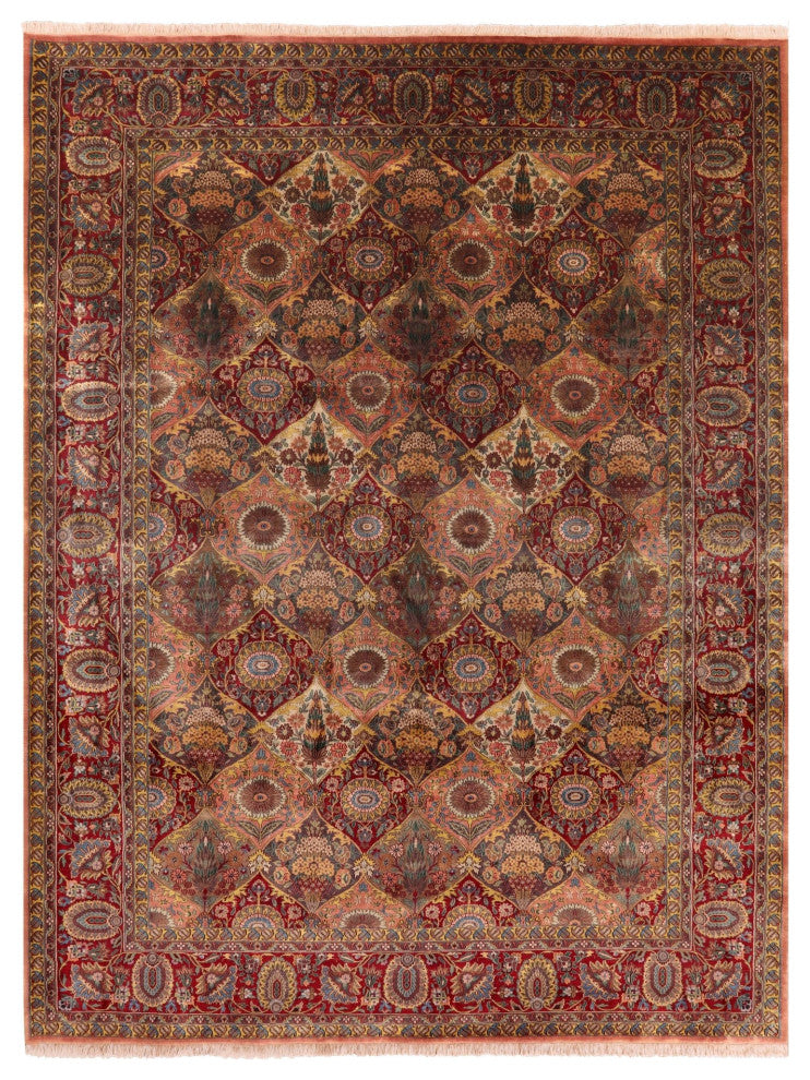 9' 2" X 12' 0" Hand Knotted Persian Fine Isfahan Wool Rug Q8852