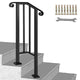 Wrought Iron Handrail Outdoor Stair Rail with Installation Kit, Black, Fit 1-2 Steps