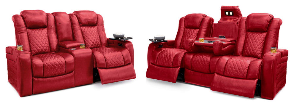 Seatcraft Headline Home Theater Seating, Red, Sofa and Loveseat