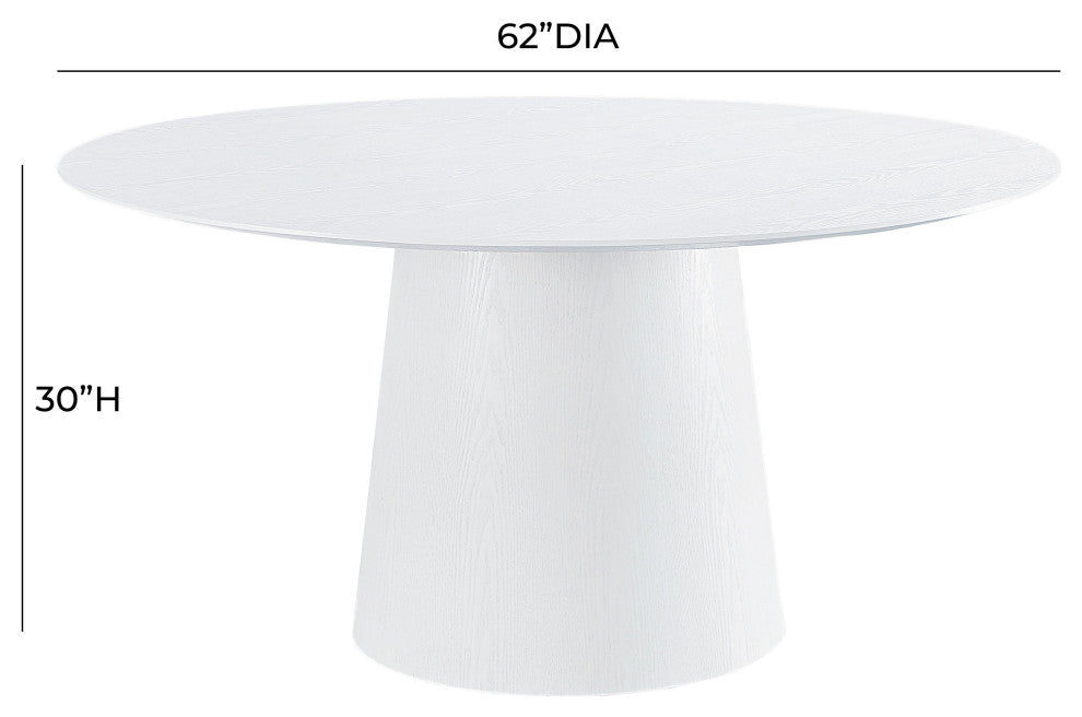 Pauline White Ash 62" Round Dining Table