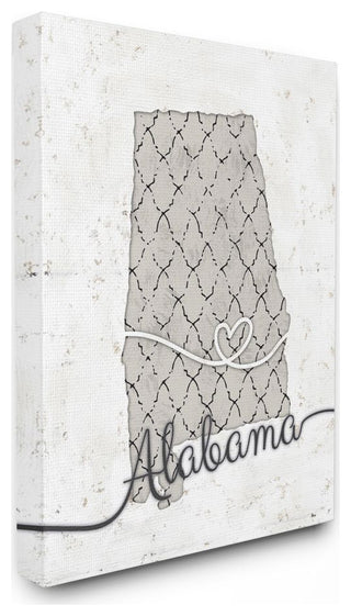Stupell Industries Alabama Patterned Grey US State Design, 30 x 40