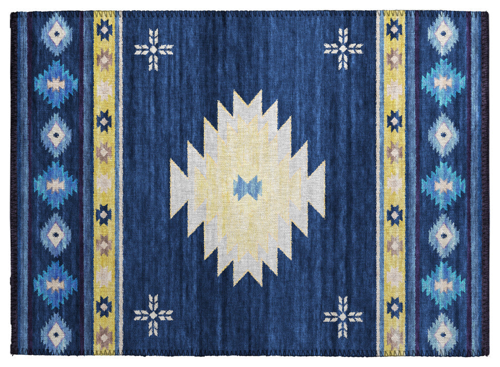 Indoor/Outdoor Phoenix PH4 Navy Machine Washable 1'8" x 2'6" Rug