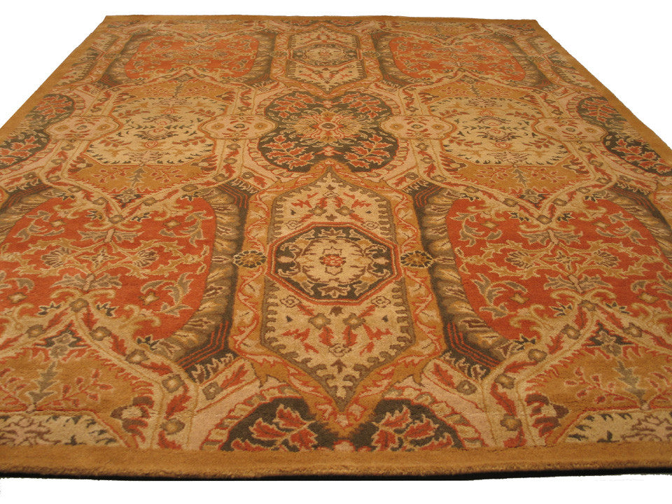 Hand-Tufted Wool Red Transitional Floral Piazza Rug, 7'9 X 9'9