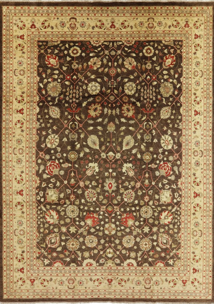 Peshawar Chobi Quality Hand-Knotted Oriental Wool Rug, 10'x14'