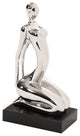 Modern Silver and Black Ustrasana Yoga Sculpture