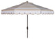 Safavieh Outdoor Vienna 11ft Round Crank Umbrella Beige Stripe