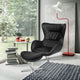 Black LeatherSoft Swivel Wing Chair and Ottoman Set
