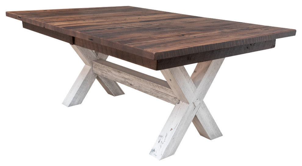 Foster Farmhouse Dining Table, Barnwood, Provincial, 42x66, 2 Middle Leaves