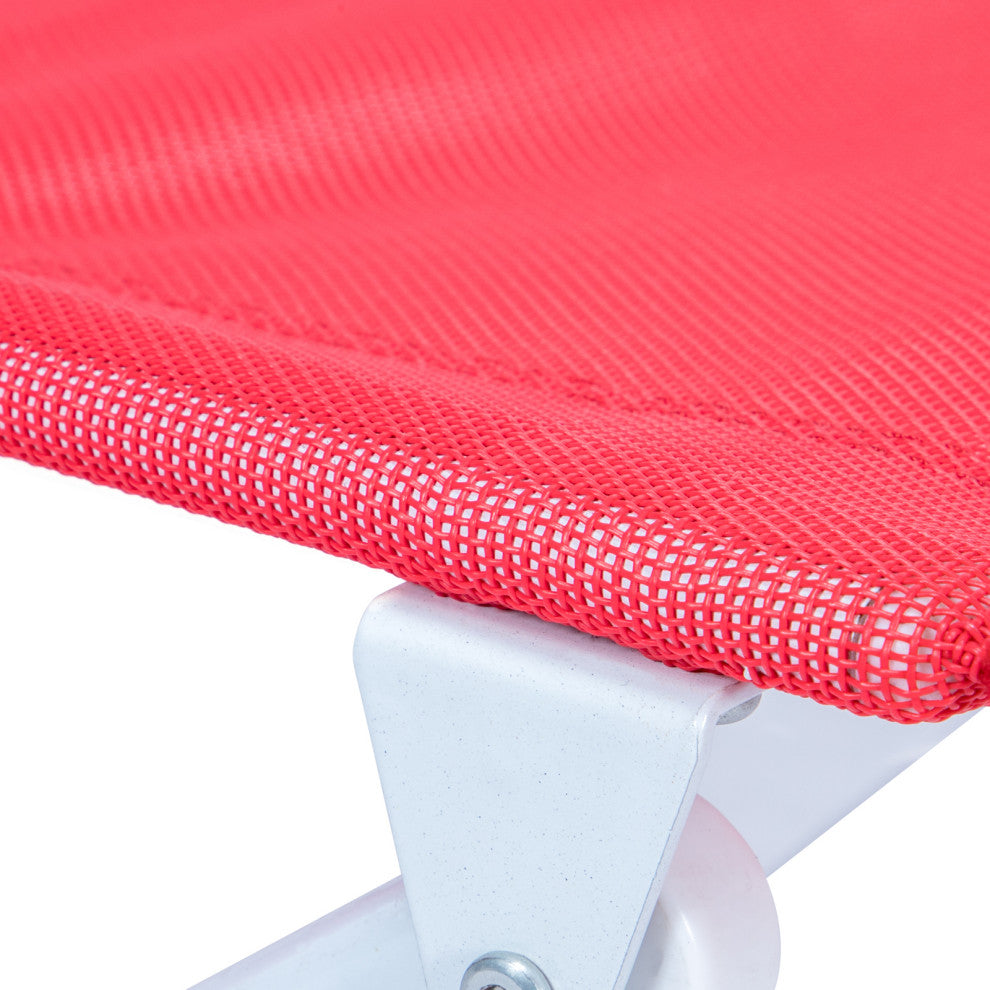 LeisureMod Outdoor Bistro Folding Table Chairs Set, Red