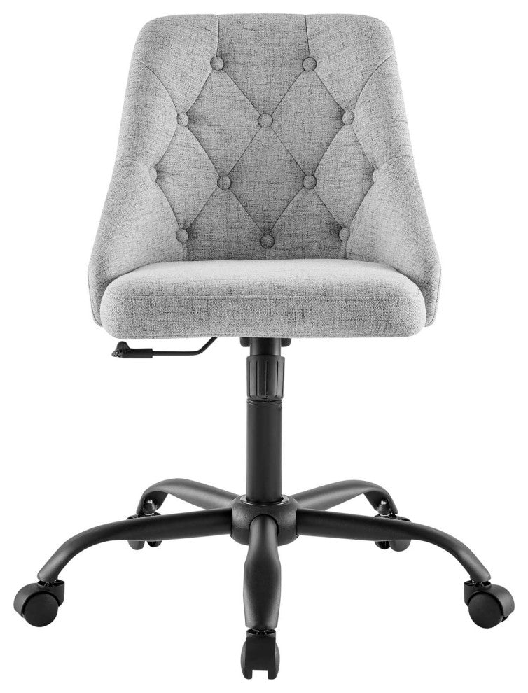 Distinct Tufted Swivel Upholstered Office Chair - Black Light Gray